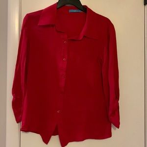 Alice + Olivia Red silk blouse M